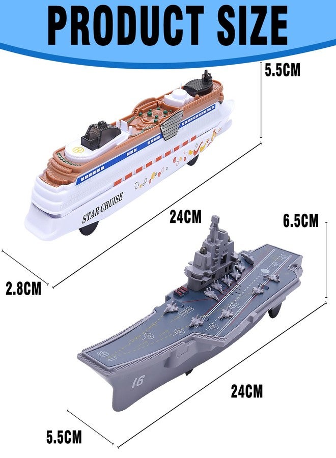 Crelloci 2PCS Aircraft Carrier Toy Cruise Ship with Lights and Sounds, Model Aircraft Carrier Navy Ship, Nautical Decorations Ocean Theme Party Supplies for Boys Gift Age 3-8 Collection - Image 5